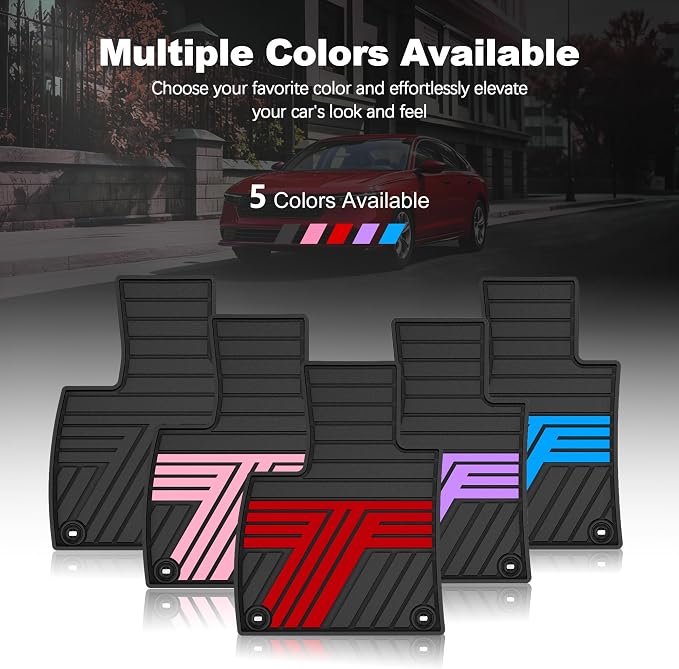 Floor Mats Fit for Honda Accord Sedan 2026 2025 2024 2023 (Gasoline & Hybrid), All Weather Protection Custom Fit Anti-Slip Floor Liners,1st & 2nd Row, Black & Red