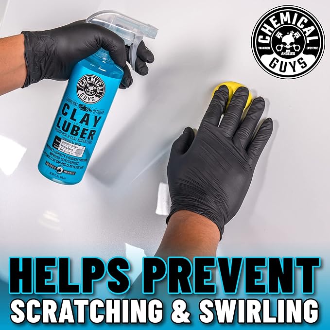 Chemical Guys, Clay Block V2 & Clay Super Lube Kit for Paint Prep, 16 oz | Rubber clay block and lubricant glide over paint and glass to lift bonded grime, reusable and easy to clean