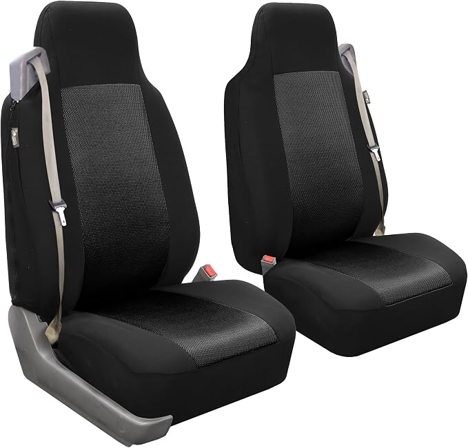 FH Group All Purpose Flat Cloth Car Seat Covers - Universal Fit, Full Set Seat Covers, Washable, Fit Most Car, Truck, SUV, Van - Black