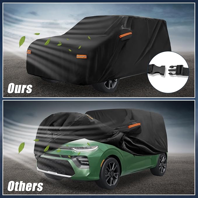 X AUTOHAUX Car Cover for Kia Soul 2009-2025 210D-PU Outdoor Full Car Cover All Weather with Door Zipper for Waterproof Windproof Sun Rain Snow Protection