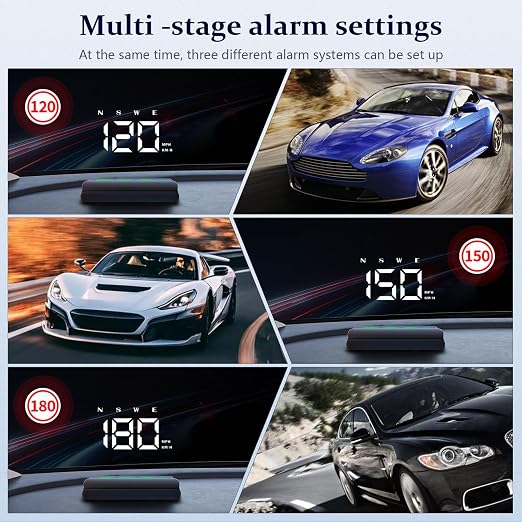 Heads up Display for Cars,Speedometer for Car W2S(White),Digital Speedometer for Car with Overspeed Alarm,Automatic Brightness Adjustment,LED Large Font,Plug and Play,Speedometer Suitable for All Cars