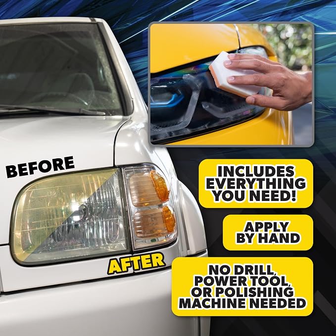 Chemical Guys Headlight Restoration and Ceramic Protection Kit | For yellowed and oxidized headlights, complete DIY system, DIY system to restore clarity and add ceramic protection