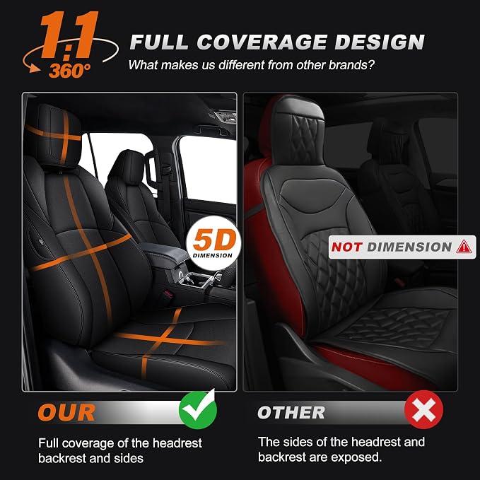 AOMSAZTO Seat Covers for Toyota 4Runner 2025 2026 (5 Seats Model Only) | Custom Fit Full Set Faux Leather Waterproof Airbag Compatible Car Seats Cover for 4Runner Accessories Black