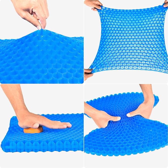 OMCOZY Gel Seat Cushion, Cooling Cushion (Super Large & Thick), Breathable Honeycomb Design Absorbs Pressure Points Seat Cushion, Gel Cushion for Office Chair, Home Car seat Cushion for Wheelchair