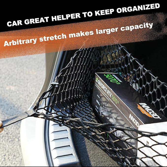 Envelope Style Cargo Net Compatible with Toyota RAV4 2026 (Only Fit for 2026) Newly Version Trunk Car Rear Tailgate Touring Netting Upgraded