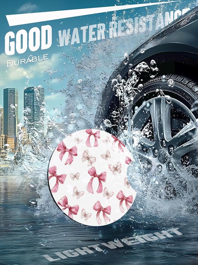 Car Cup Coasters,2 Pack Car Coaster,2.75inch Anti Slip and Absorbent Cars Coasters for Cup Holders,Car Accessories for Women,Cute Decor for Women (Butterfly Bowknot)