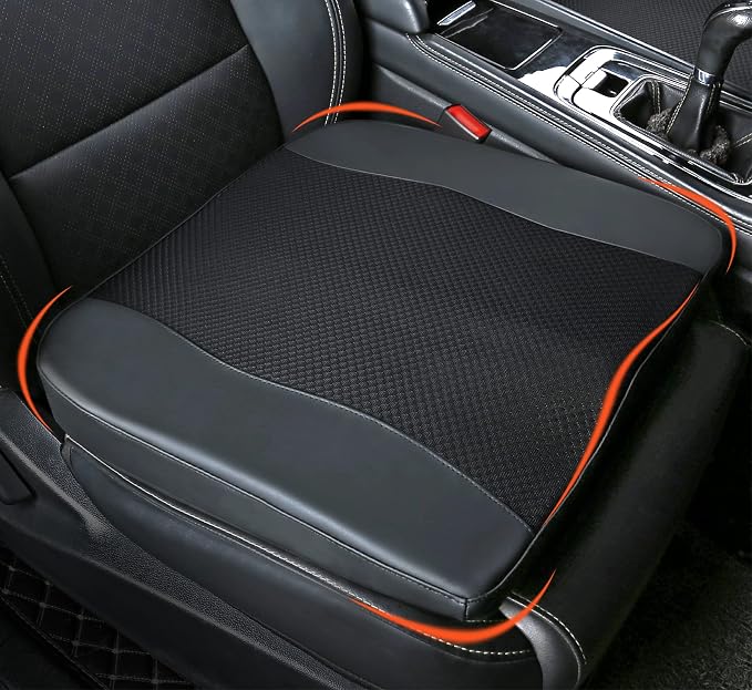 Lofty Aim Car Seat Cushion, Comfort Memory Foam Car Cushions for Driving - Sciatica & Lower Back Pain Relief, Driver Seat Pillow for Auto, Office Chair, Wheelchair - Black