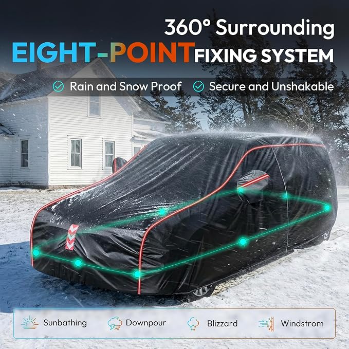 Car Cover Waterproof All Weather 8-Point Fastening for Honda CR-V 1996-25 | All-Around Wind-Resistant Fastening, 120s Quick Setup, 600D Oxford Fabric, All-Weather Protection