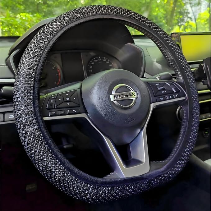14-15 Inch Car Steering Wheel Cover, Breathable,Soft Non-Slip Steering Wheel Protector, for Most Cars, Trucks and SUV (TQFC)