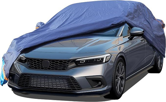 Car Cover Waterproof All Weather, 6 Layers Outdoor Full Exterior Cover Rain Sun UV Snowproof Protection with Zipper Cotton, Mirror Pocket for Honda Accord