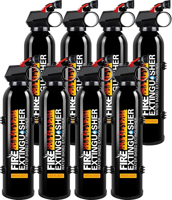 Fire Extinguishers with Mount Bracket - 8 Pack Small Portable Fire Extinguisher for Home, Kitchen, Car, Boat, RV, Vehicle - 620ml Water-Based Fire Extinguisher for Class A, B, C, K Fire