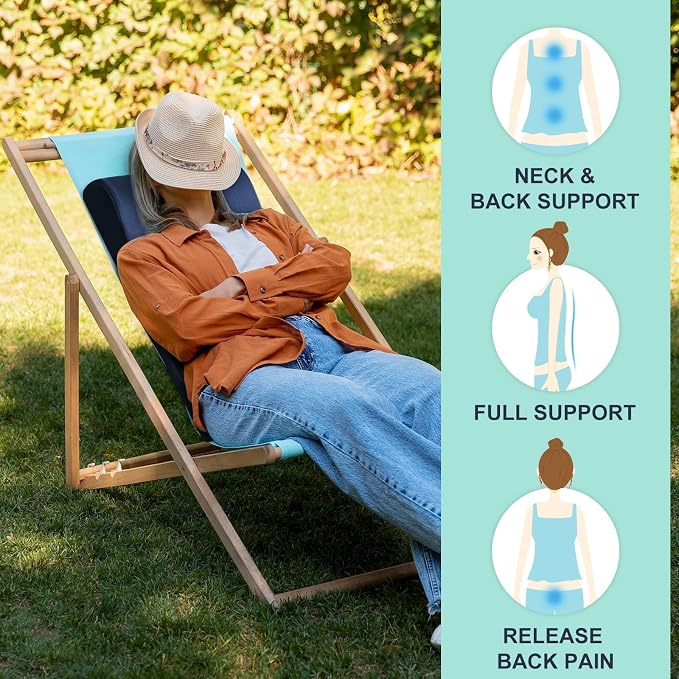 2-in-1 Neck Pillow Lumbar Support Pillow for Recliner Couch& Glider Chair - High Resilient Foam Ergonomic Back Support for High-Back Rocking Chairs, Glider Rocker Replacement Cushions Navy M