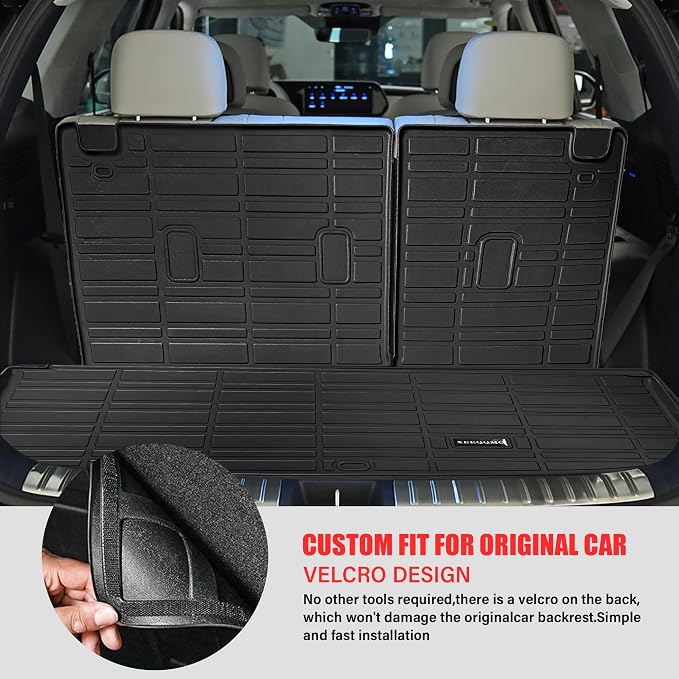 Floor Mats & Trunk Mat & Backrest Mat for 2022-2025 Pathfinder 7 Seats | All Weather TPE Rubber Cargo Liner Back Seat Cover 3rd Row for 2022-2025 Pathfinder 7 Seats Car Floor Liners Accessories