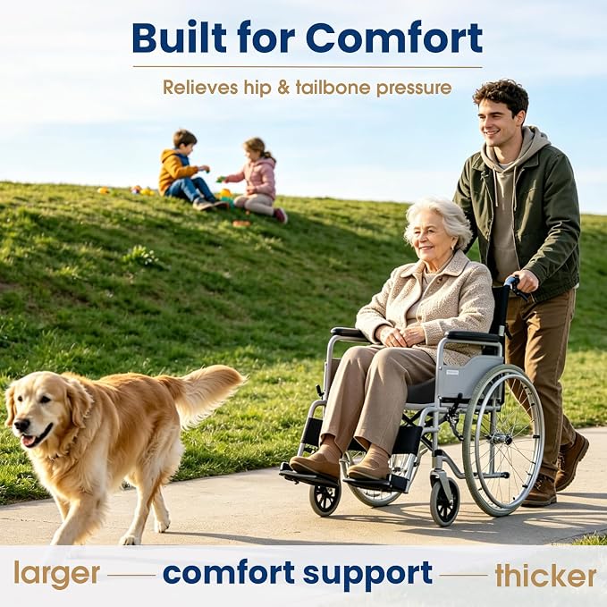 Ergonomic Seat Cushion for Office Chair, Memory Foam Coccyx Cushion for Tailbone Pain Relief, Non-Slip Washable Cover, Pressure Relief Chair Pad for Office, Car, Wheelchair & Home Black