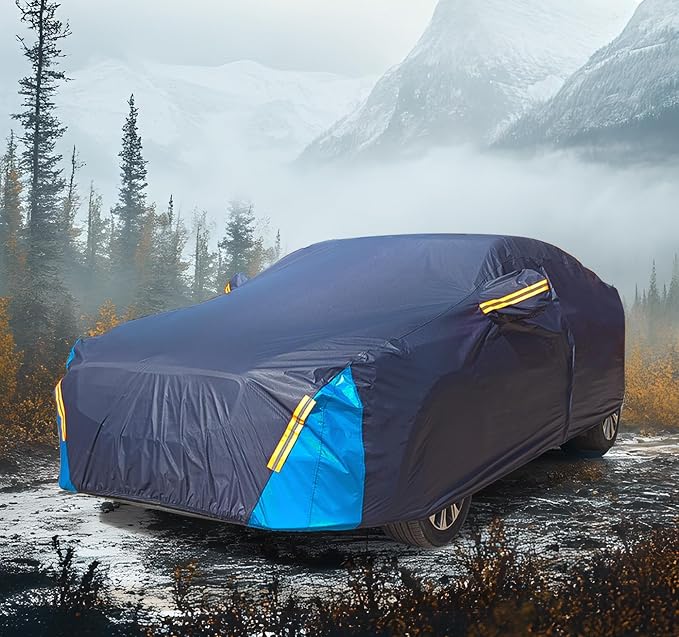 Car Cover Waterproof All Weather, 6 Layers Outdoor Full Exterior Cover Rain Sun UV Snowproof Protection with Zipper Cotton, Mirror Pocket for Honda CR-V