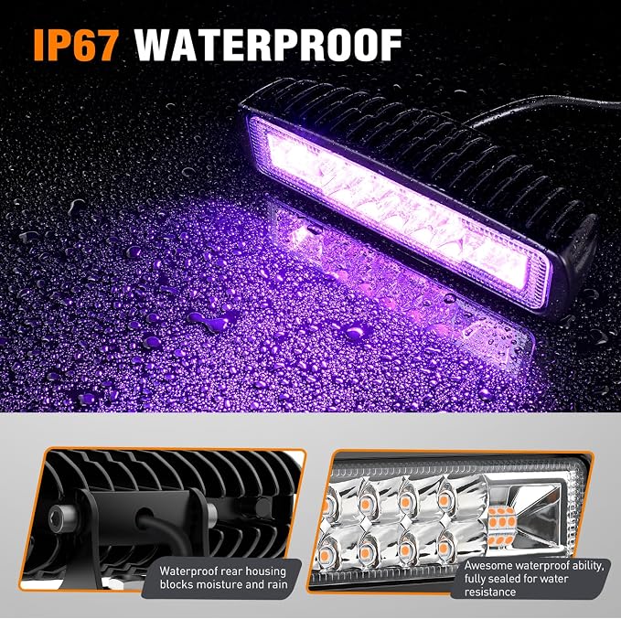 Nilight 6 Inch Purple LED Light Pods 2 PCS 60 W | Flood Spot Combo Beam Off Road Driving Decoration Neon Hunting Lighting for 12V 24V ATV UTV Pickup Truck Tractor