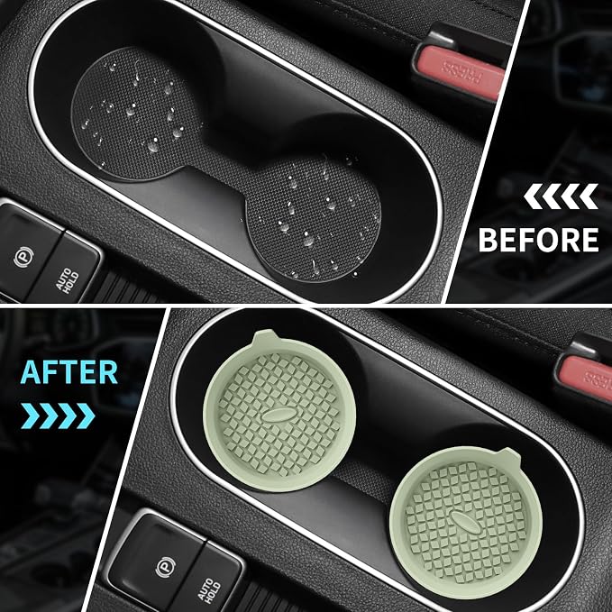 ME.FAN Car Cup Holder Coasters [4 Pack] Silicone Cups Mats, Automotive Universal Non-Slip Recessed Interior Accessories Desert Sage