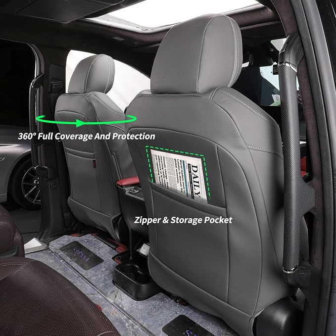 coverdream Sienna Leather Car Seat Covers Custom Fit for 2011-2020 Toyota Sienna SE,LE,XLE,SE Premium,XLE Premium,8-Seater,Airbag Compatible,Luxury Waterproof Auto Seat Protector(Full Set,Gray)