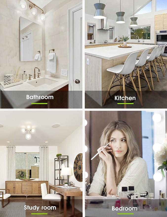 LOHAS G25 Globe Light Bulbs, LED Vanity Lights | 40-45W Equivalent, Bathroom Round Light Bulb, E26 Edison Base Lamp, Bathroom Makeup Mirror Home Lighting, Non-Dim, 6 Pack