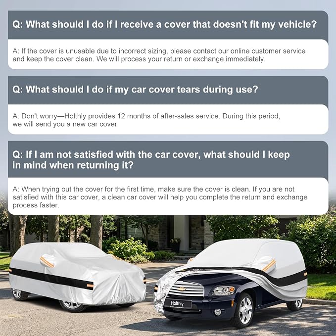10 Layers SUV Car Cover Custom Fit for Chevrolet HHR (2005-2011), Waterproof All Weather for Automobiles, Outdoor Full Cover Sun Dust Rain Protection with Cotton. Silver