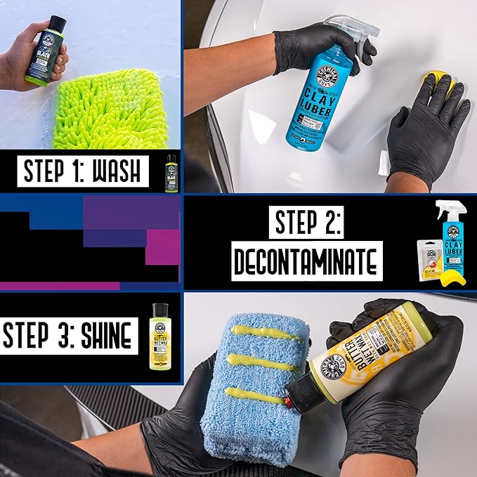 Chemical Guys, Clay Bar & Luber Combo Kit for Smooth Paint, 6-Piece Set | Clay bar plus lubricant lifts overspray, fallout and embedded grime, prepping paint for polish or wax