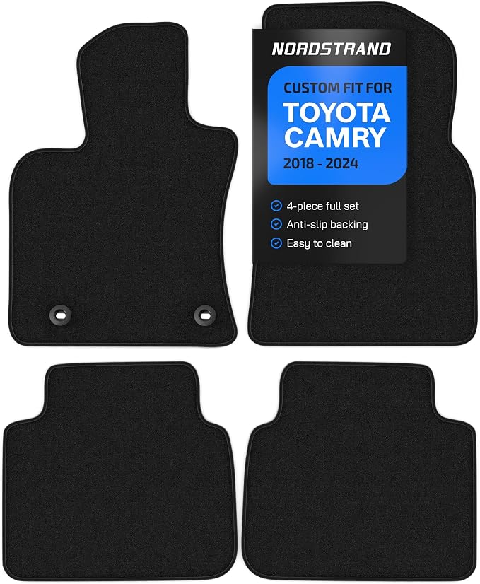 Floor Mats for Toyota Camry 2018-2024 - Custom Fit 3D Carpet Mats - 1st & 2nd Row Set - Anti-Slip Backing - Carpet All Weather Car Floor Liners
