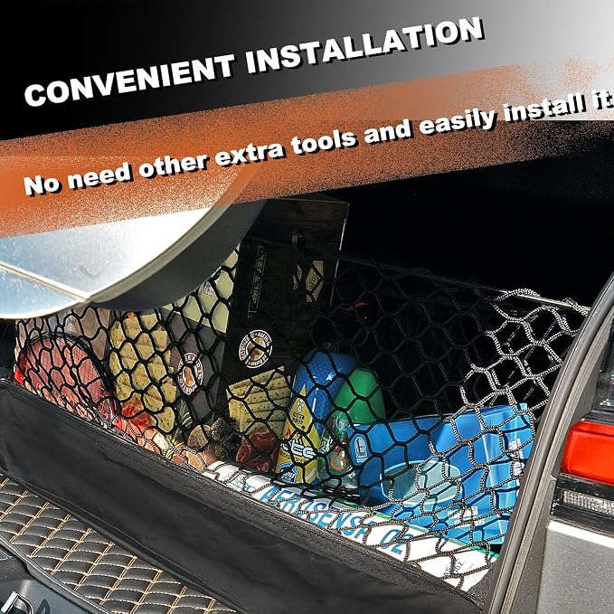 Envelope Style Cargo Net Compatible with Toyota 4runner 3row New 2026 2025 2024 2023 2022 2021 2020 2019 2018 2017 2016 2015 2014-2010 Trunk Car Rear Tailgate Touring Netting