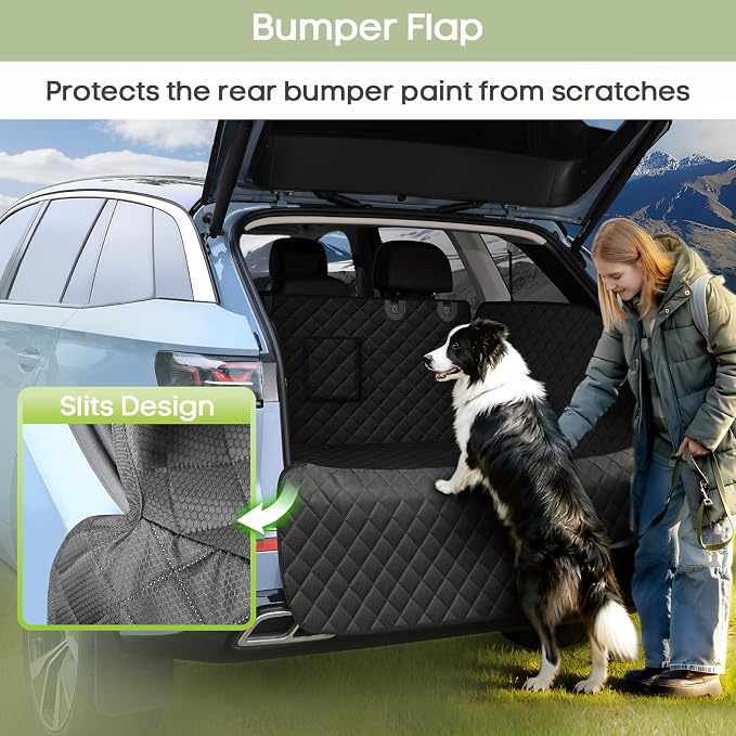 SUV Cargo Liner for Dogs, Waterproof Pet Trunk Cover for SUVs | with Bumper Flap Protector, Scratchproof Non-Slip 600D Oxford Fabric, Machine Washable