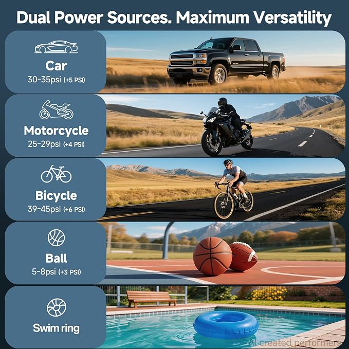OlarHike Tire Inflator Portable Air Compressor, Lightning-Fast Inflation, Dual Power - 6000mAh & 12V DC, Cordless Air Pump for Car Tires, Bikes, Motorcycle, Balls with LED & Digital Pressure Gauge