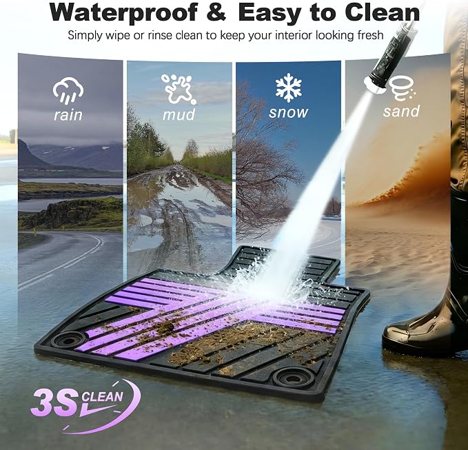Floor Mats Fit for Honda Accord Sedan 2026 2025 2024 2023 (Gasoline & Hybrid), All Weather Protection Custom Fit Anti-Slip Floor Liners,1st & 2nd Row, Black & Purple