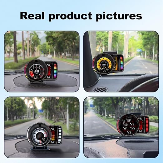 wiiyii obd2 Gauge Display,Heads up Display for Cars,Speedometer for Car with Gesture Recognition,Multiple Alarm Functions,Monitor Speed/Voltage/Water Temp/Turbo,Car HUD Heads up Display Plug & Play
