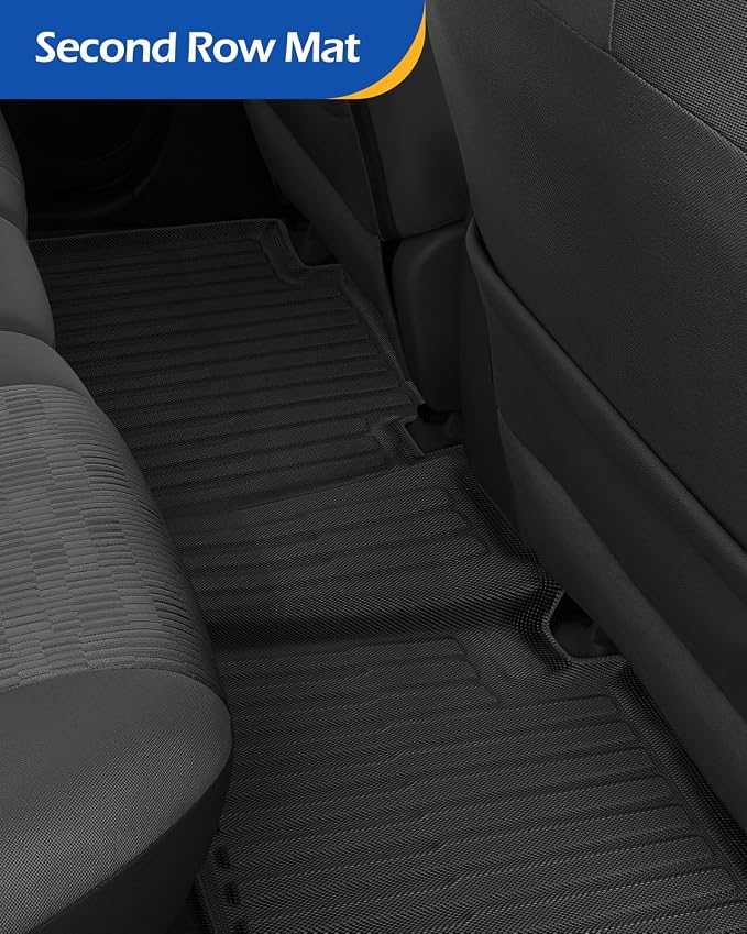 Car Floor Mats for Toyota RAV4: 2006 2007 2008 2009 2010 2011 2012 Without 3rd Row Seat All Weather Carpet Custom Fit for RAV-4 Front Second Row Cargo Area Accessories Heavy Duty Full Set Rubber Liner