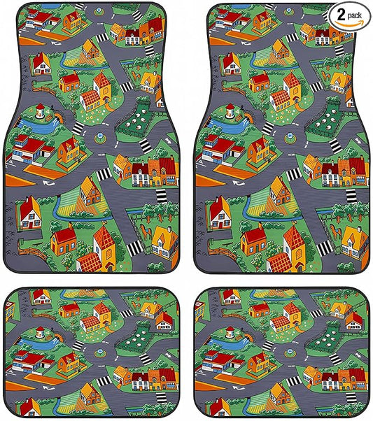 Universal Fit Car Floor Mats Set of 4Pcs, Transportation and Housing All-Weather Front Rear Car Carpet Mats, Non-Slip Car Floor Mat Car Accessories for Automotive Trucks SUV Sedans Vans