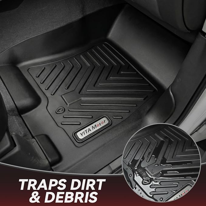 YITAMOTOR Floor Mats Compatible with 2019-2024 Dodge Ram 1500 Crew Cab (New Body), with 1st Row Bucket Seats, No Rear Under Seat Storage Box, Custom Fit Floor Liners 1st & 2nd Row