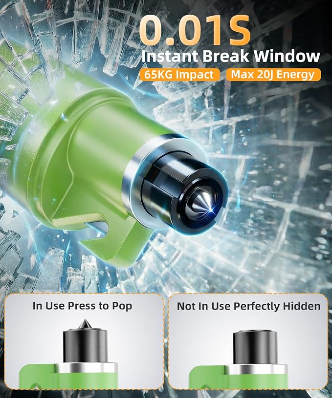 TICARVE 2-in-1 Window Breaker Seatbelt Cutter | Emergency Escape Tool Glass Breaker Keychain Essential Car Safety Hammer for Vehicle Emergencies