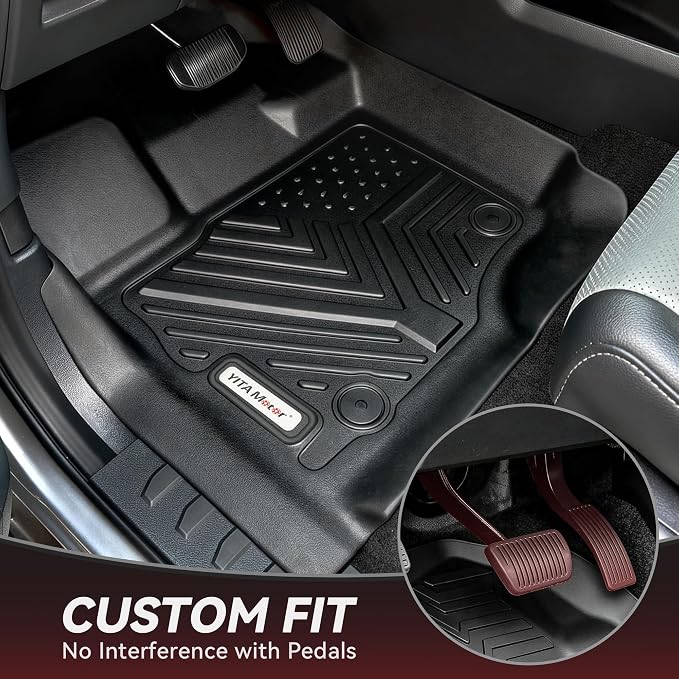 YITAMOTOR Floor Mats Fit for 2019-2026 Chevrolet Silverado/GMC Sierra 1500 & 2020-2026 Chevy Silverado/GMC Sierra 2500HD/3500HD Crew Cab with Bucket Seat(No Rear Underseat Storage Box), 1st & 2nd Row
