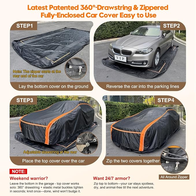 All-Weather Waterproof Multi-Layer Heavy-Duty Cover – Fits 178-185" Sedans: Civic, Corolla, Jetta, Forte, Sentra, Elantra, Prius & More.