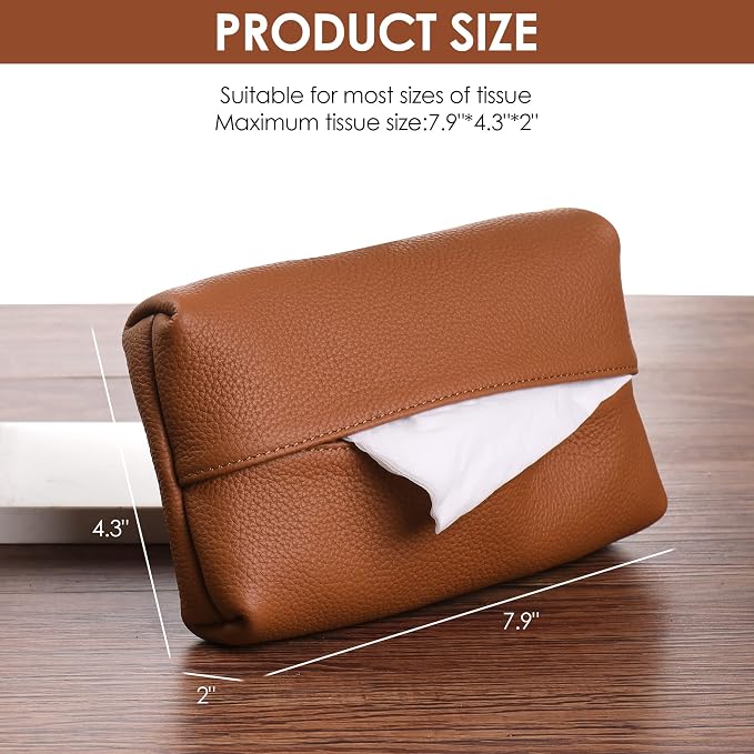 KINIVA Car Tissue Holder Sun Visor Napkin Tissue Box Holder for Car Visor Leather Tissue Holder Dispenser for Car(Brown)