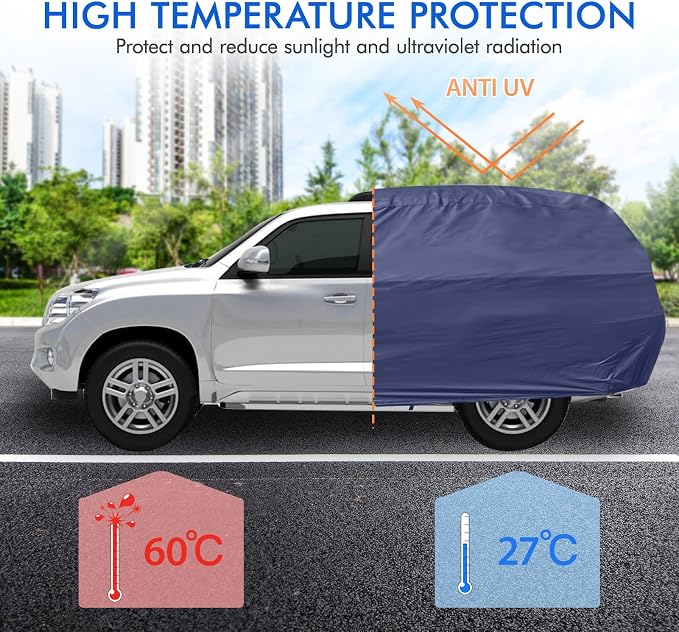 Car Cover Waterproof All Weather, 6 Layers Outdoor Full Exterior Cover Rain Sun UV Snowproof Protection with Zipper Cotton, Mirror Pocket for Toyota RAV4