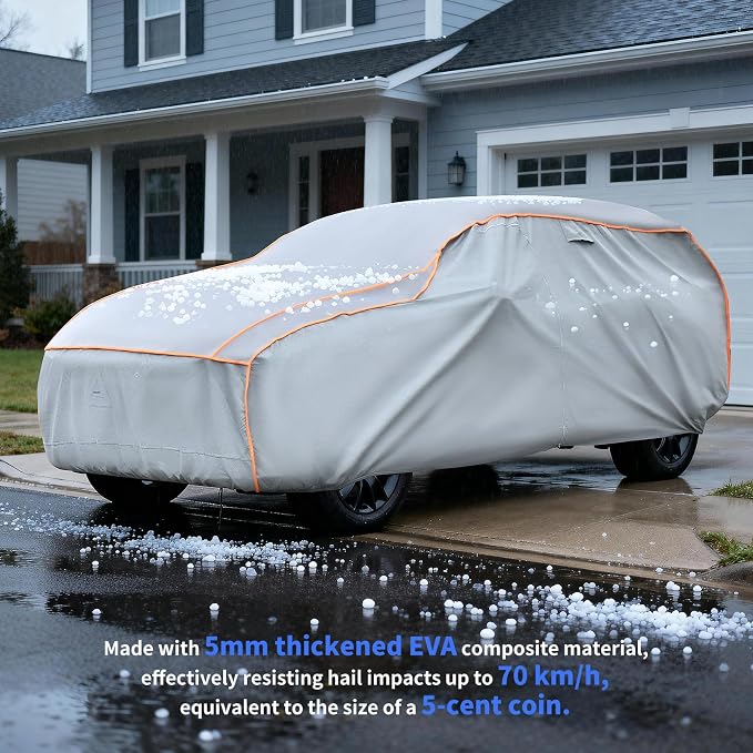 Heavy Duty Hail Protector Car Cover Fit for SUV-Length (190 Inch).Anti Hail Thickened Multi-Layered EVA Car Cover Waterproof Sun UV Rain Snow All Weather, Outdoor Protection Cover