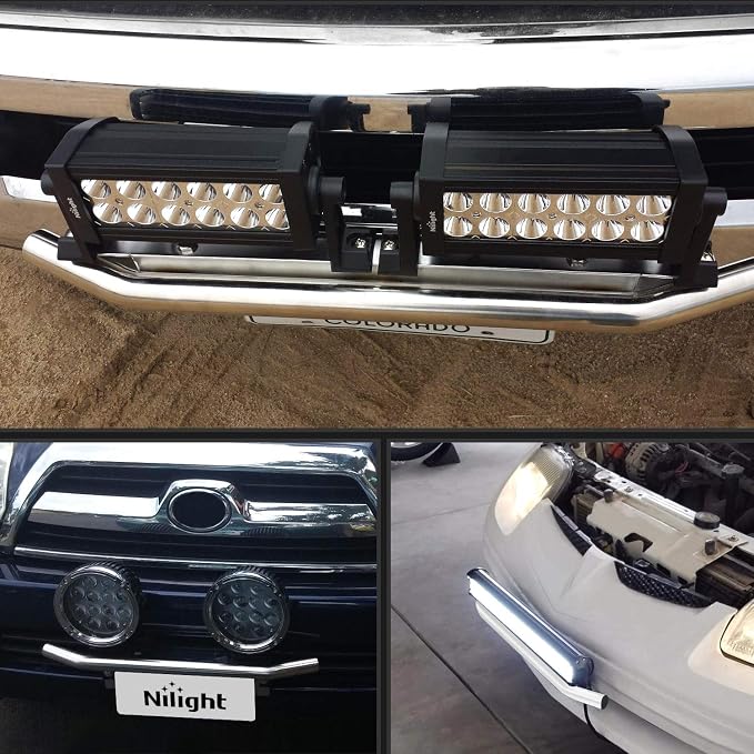 Nilight Led Light Bar Mounting Bracket Front License Plate Frame Bracket License Plate Mounting Bracket Holder For Off-Road Lights Led Work Lamps Lighting Bars,Silver, 2 Years Warranty