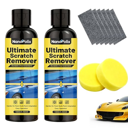 Ultimate Scratch Remover 100g with Cloth & Sponge for Cars | for Light Scratches, Water Spots, Swirl Marks and Scuffs, Rapidly Polishes Restore Shine, Safe for All Paint Colors