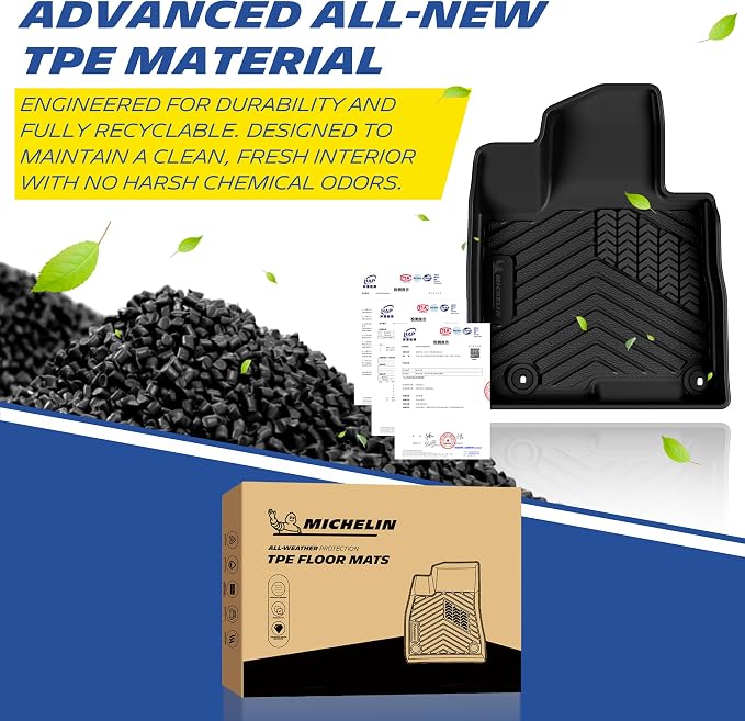 Michelin Vehicle Mats, All-Weather TPE Custom Fit Liner for 2022+ Hyundai Tucson Gas (4 Piece A), Premier