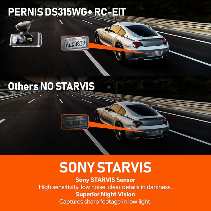 PERNIS 4K Dash Cam Front and Rear, STARVIS 2 IMX675 Sensor, HDR Super Night Vision, 24H Parking Mode,5.8GHz WiFi-20MB/s Fast Download with APP, Dash Camera for Cars with ADAS, 3.16" LCD(DS315 Plus)