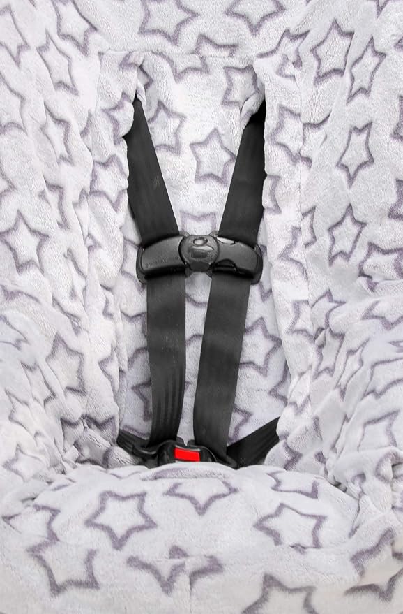 Niko Easy Wash Children's Car Seat Cover & Liner -Minky -Silver Star -Perfect for Winter Weather-Universal Fit -Crash Tested -Waterproof SEAT Bottom -Easy to Clean -Machine Washable