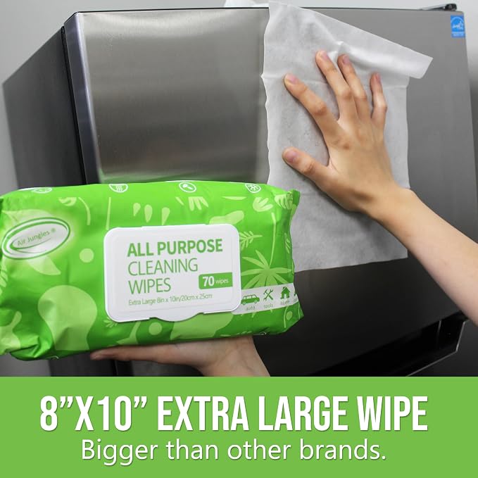 Air Jungles Car Interior Cleaning Wipes Set 210 Count, XL 8" x 10" | Clean Condition Protect Wipes for Vinyl and Leather Apparel Furniture Auto Car Interior Shoes Boots Bags