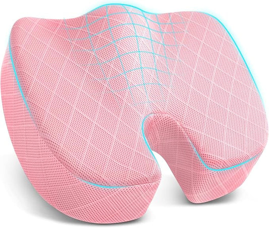 TushGuard Seat Cushion - for Office Chair, Car Seat, Airplane, Bleacher - Sciatica & Coccyx Pain Relief Desk Chair Cushion for Long Sitting Office Workers, Car Drivers(Pink, XXX-Large)