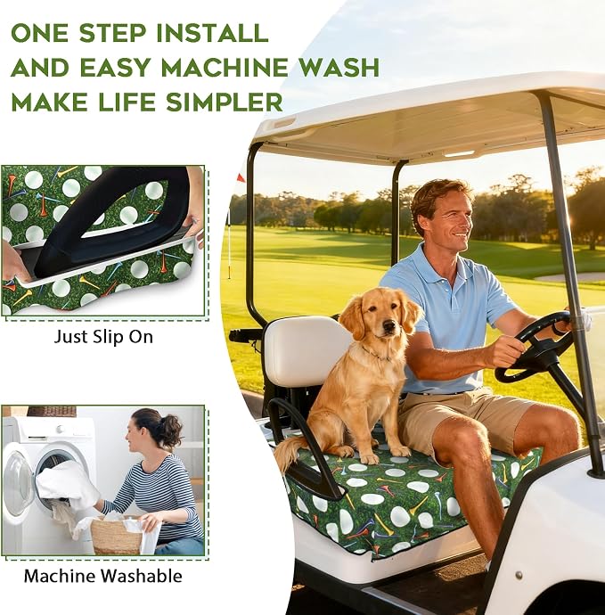 Golf Cart Seat Covers Club Car Golf Cart Accessories for Men Women Golf Carts Seat Towel Blanket 2-Seat Golf Cart Decorations