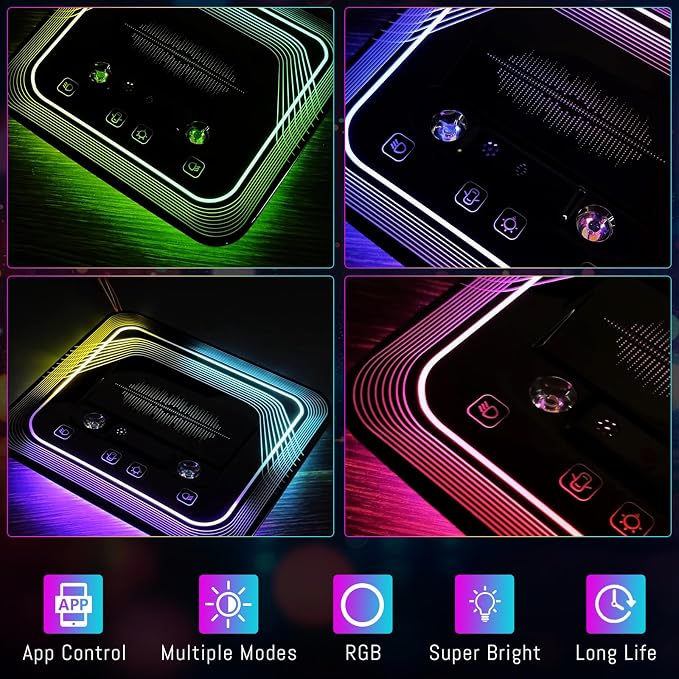 Universal Car Rear Dome Light Replacement,Adjustable LED Ceiling Lamps Assembly w/Touch Screen,Car RV Interior Lighting w/Door Trigger Switch,Over-Head Roof Ambient Light,RGB (Ripple Style)