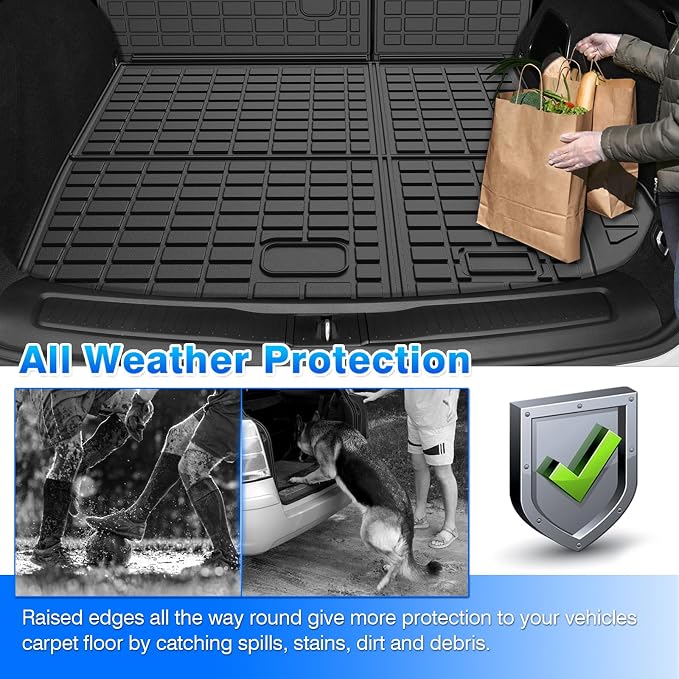 Grand Cherokee Cargo mat - Trunk Mat for Jeep Grand Cherokee 2022-2026(Include 4xe Not for L or WK), All Weather Trunk Mat & Backrest Mat for Grand Cherokee Accessories, Heavy Duty Rubber Mats